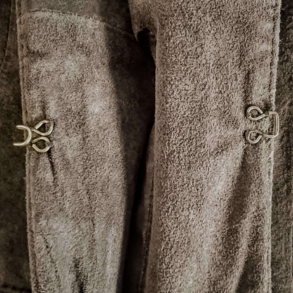 Chico's Brown Suede Leather Soutache Ribbon Trim Jacket - Picture 6 of 8